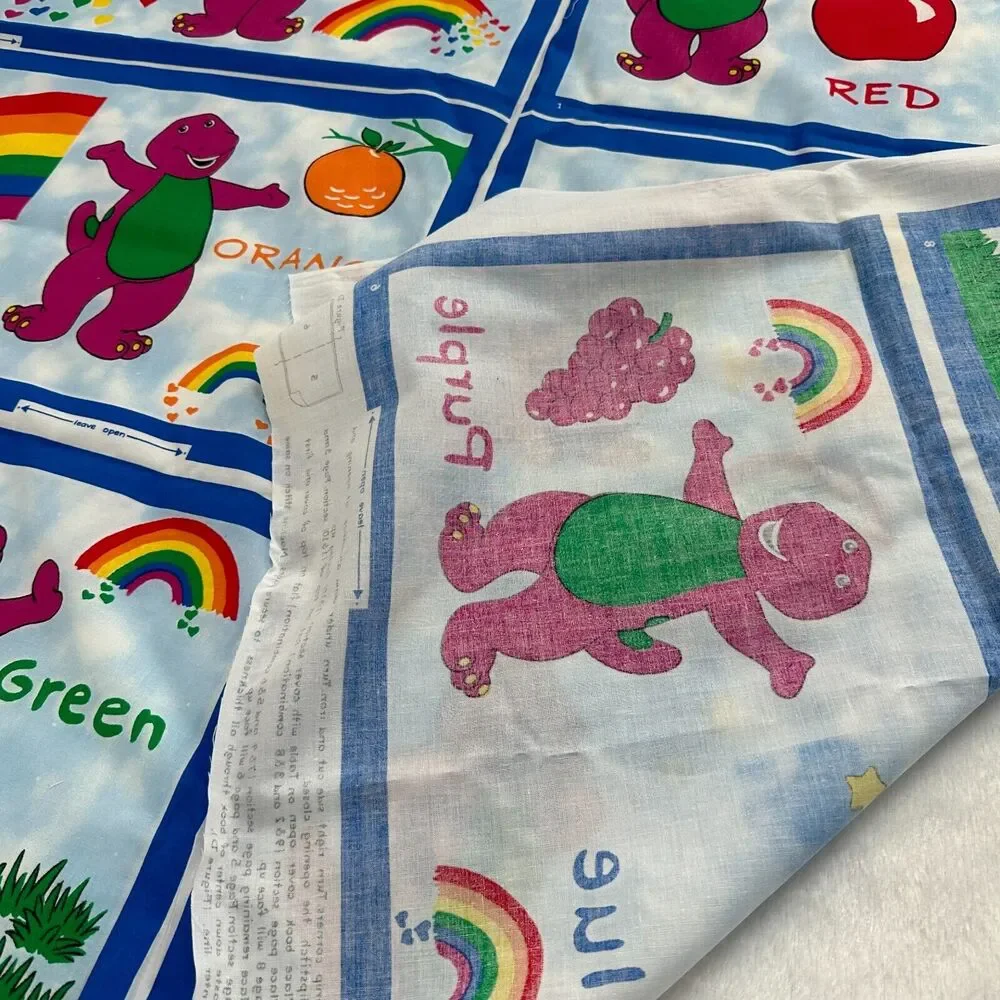Barney Book of Colors Rainbow Fabric Book Cotton Craft‎ Panel Vintage Cut & Sew